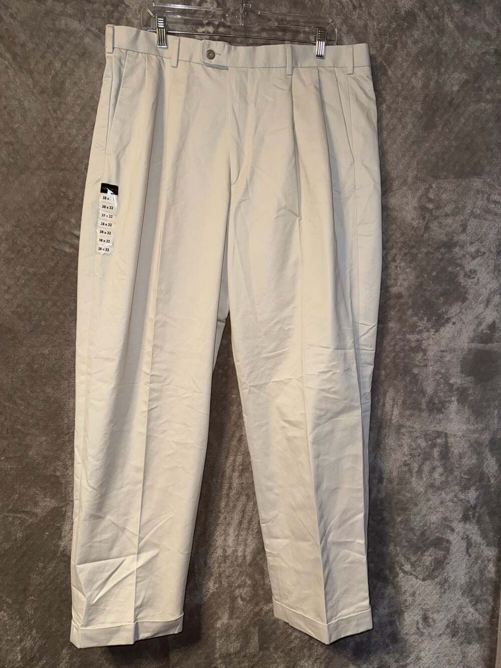 Axist Men's Pleated Dress Pants in Beige, Size 38x32